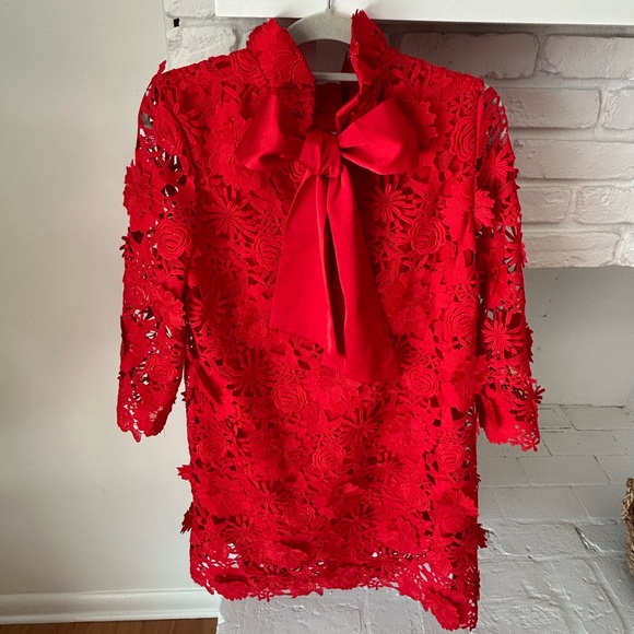 Red Guipure Lace Daphne Dress TUCKERNUCK - Picture 2 of 4